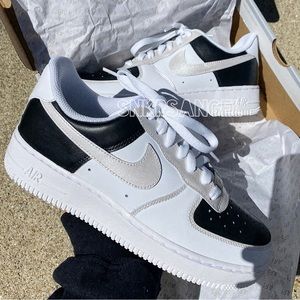 Nike custom silver black air force 1 sneakers